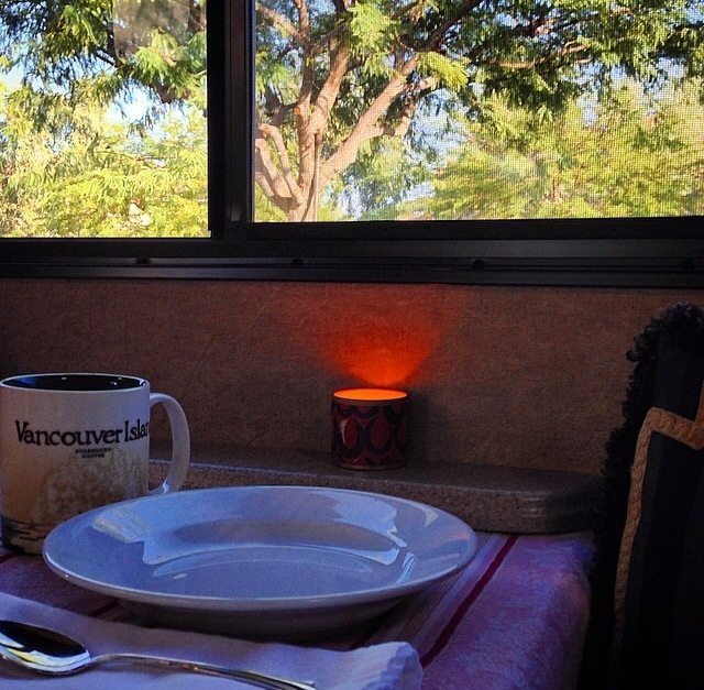 Candle ambience in a motor home