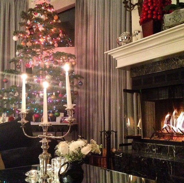 Small Christmas tree atop French Pastry table