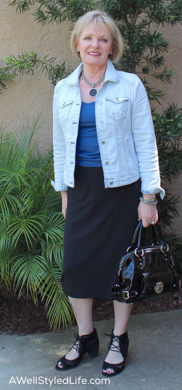 Wearing a small heeel can make all the difference when wearing a longer skirt.