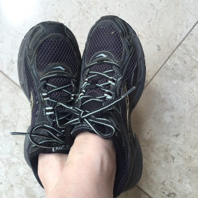 My well worn walking sneakers are just my style for camping