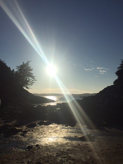 Sun setting on Crystal Cove beach in Tofino