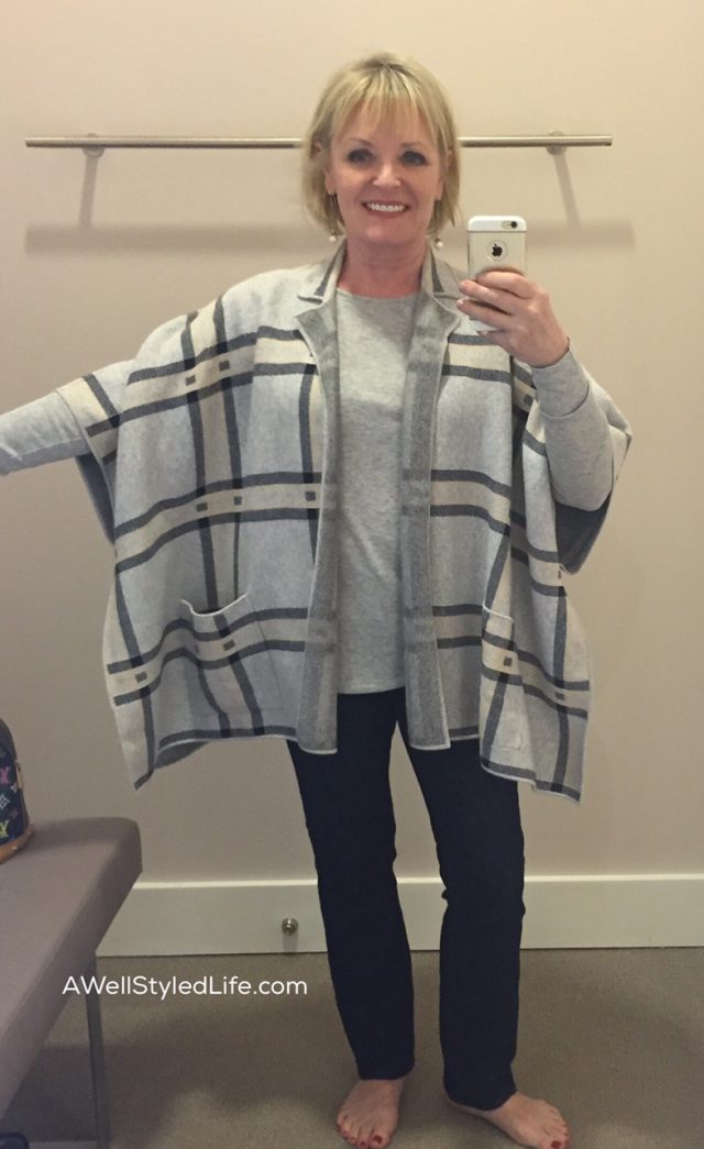 Loft Plaid Cape Coat