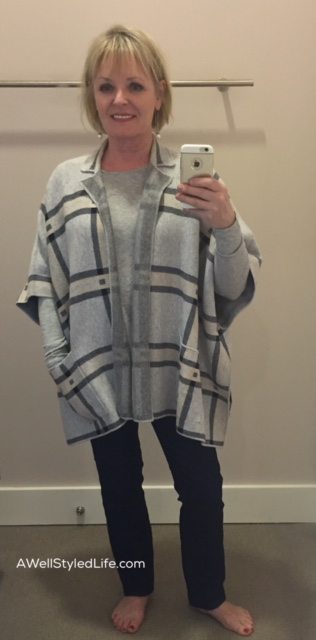 Loft Plaid Cape Coat