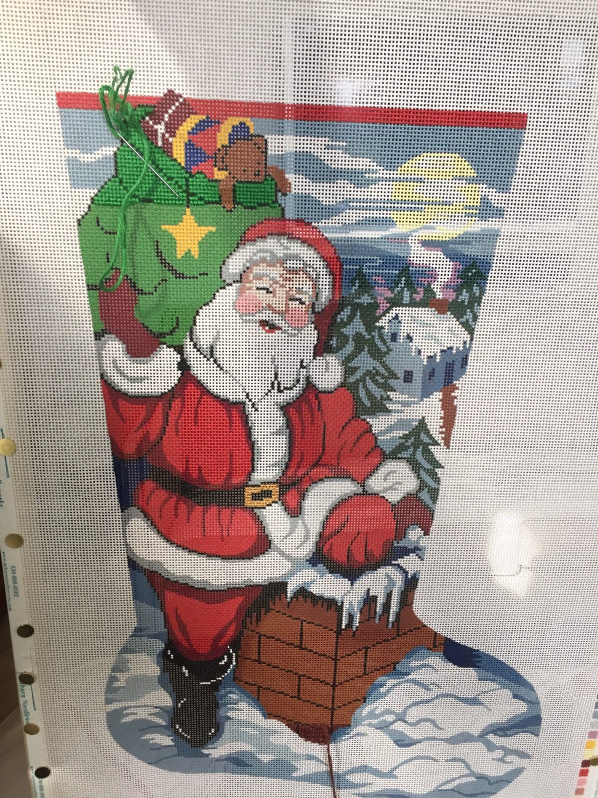 hand needlepoint Christmas Stocking
