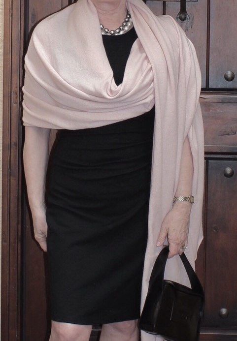 Catherine Robinson oversized cashmere wrap in blush pink
