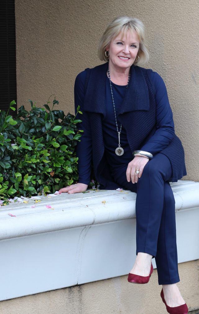Head to toe navy from Chico's is slimming