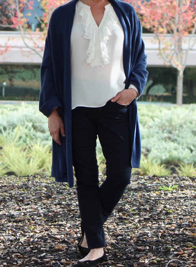 Catherine Robinson cashmere wrap in soft navy