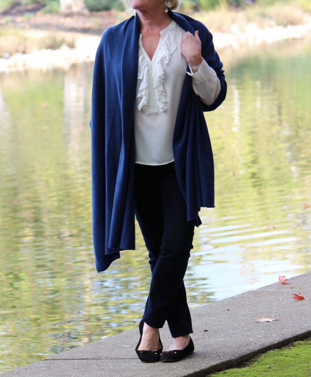Catherine Robinson cashmere wrap in soft navy