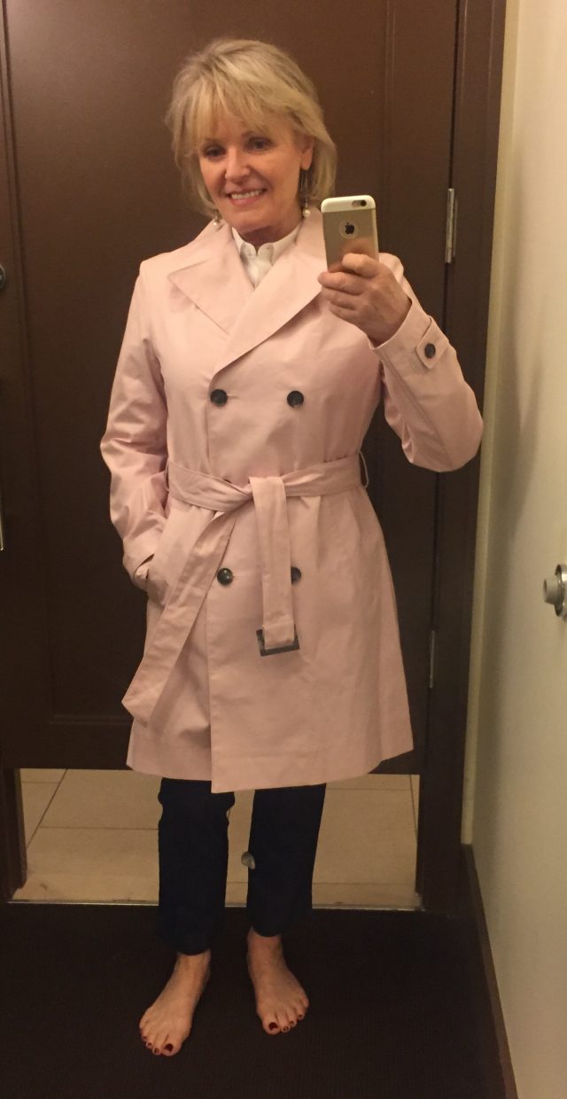 trying on fashion at Banana Republic