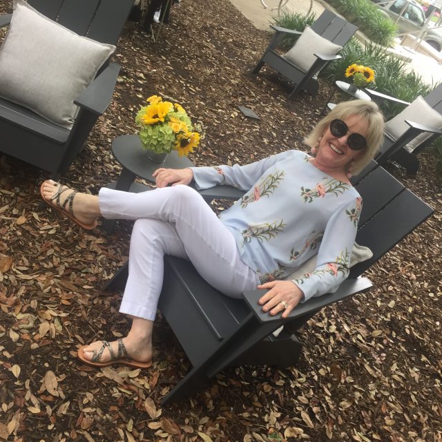 relaxing wearing Ann Taylor at the Reward Style Conference