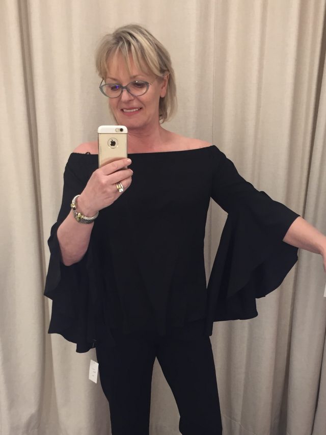 bell sleeve off the shoulder top