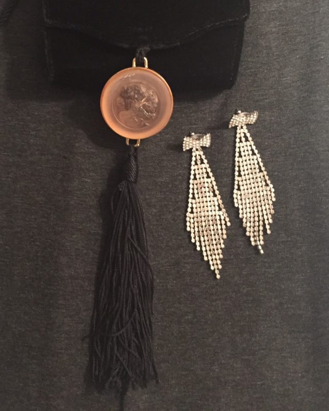 Vintage handbag and antique earrings