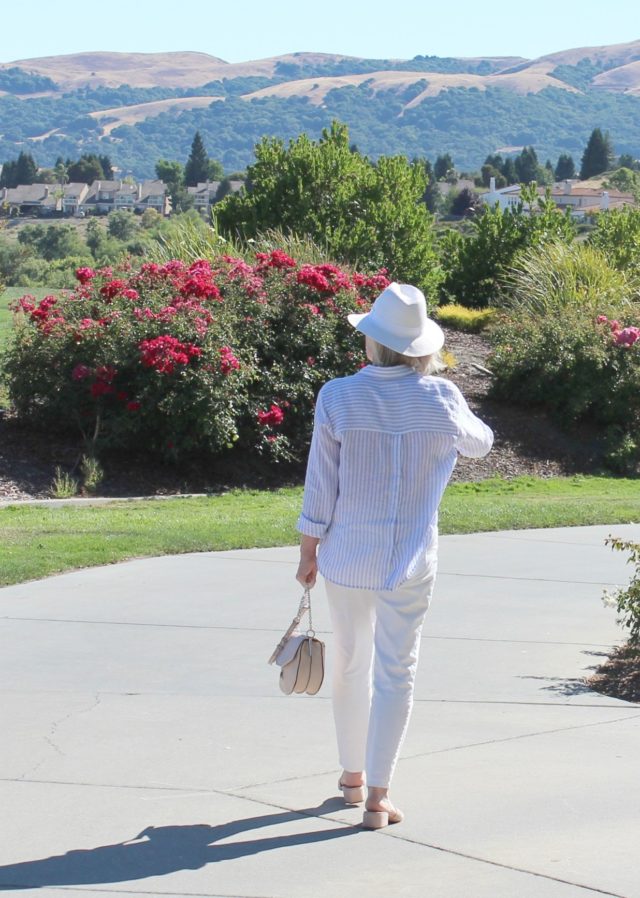 Jennifer Connolly of A Well Styled Life wearing striped linen