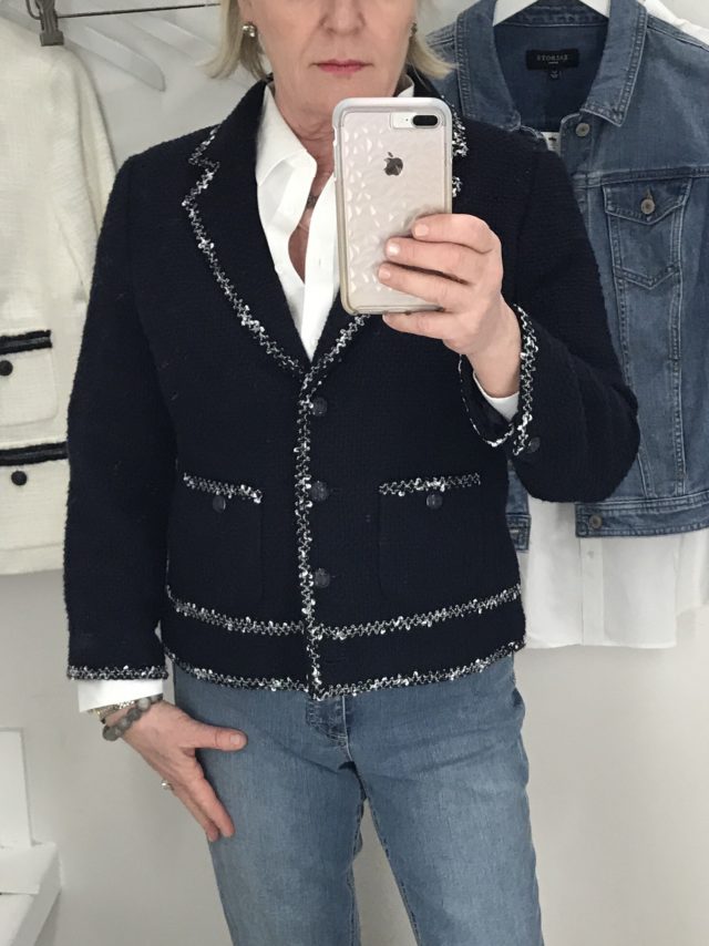 Jennifer Connolly of A Well Styled life wearing Talbot's fall jacket