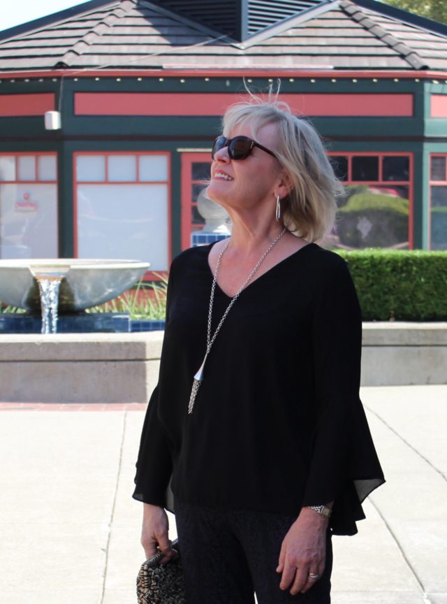 Jennifer Connolly of a well Styled Life wearing bell sleeved top
