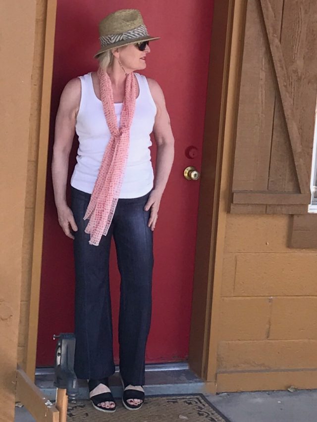 Jennifer Connolly of A Well Styled Life wearing Lucy stretch pants