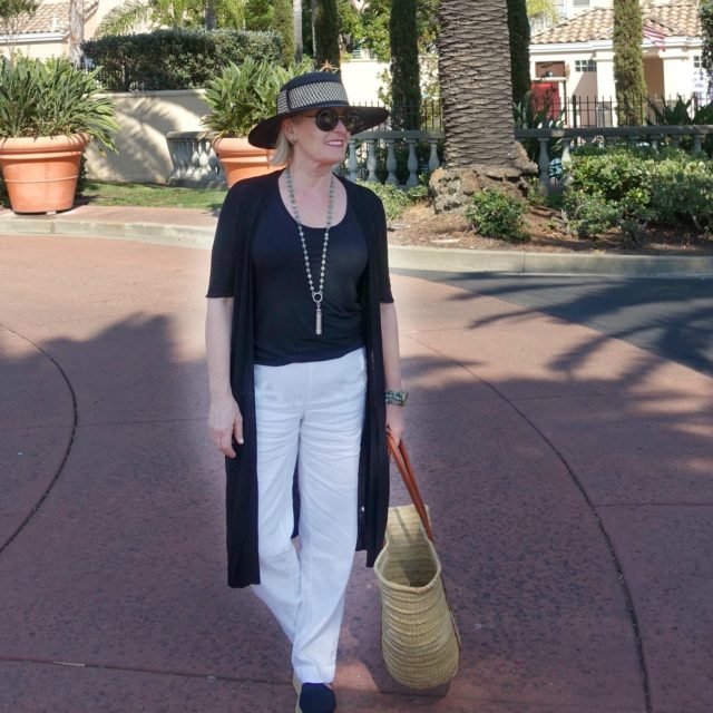 Jennifer Connolly of A Well Styled Life wearing Eileen Fisher linen sweater