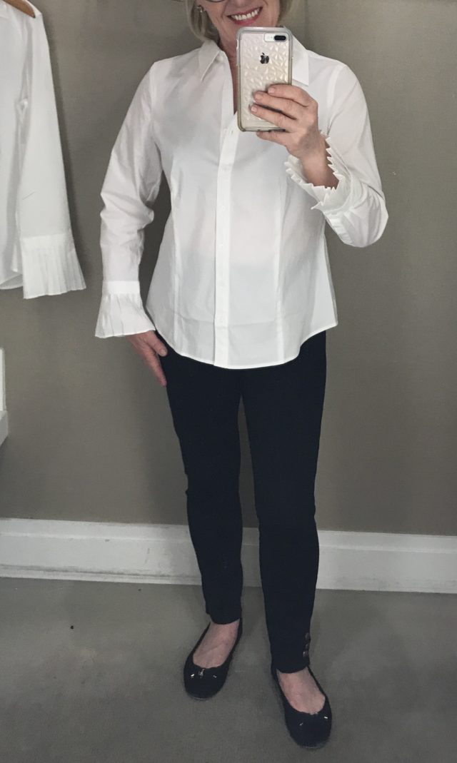 Jennifer Connolly of A Well Styled life wearing Talbots white blouse