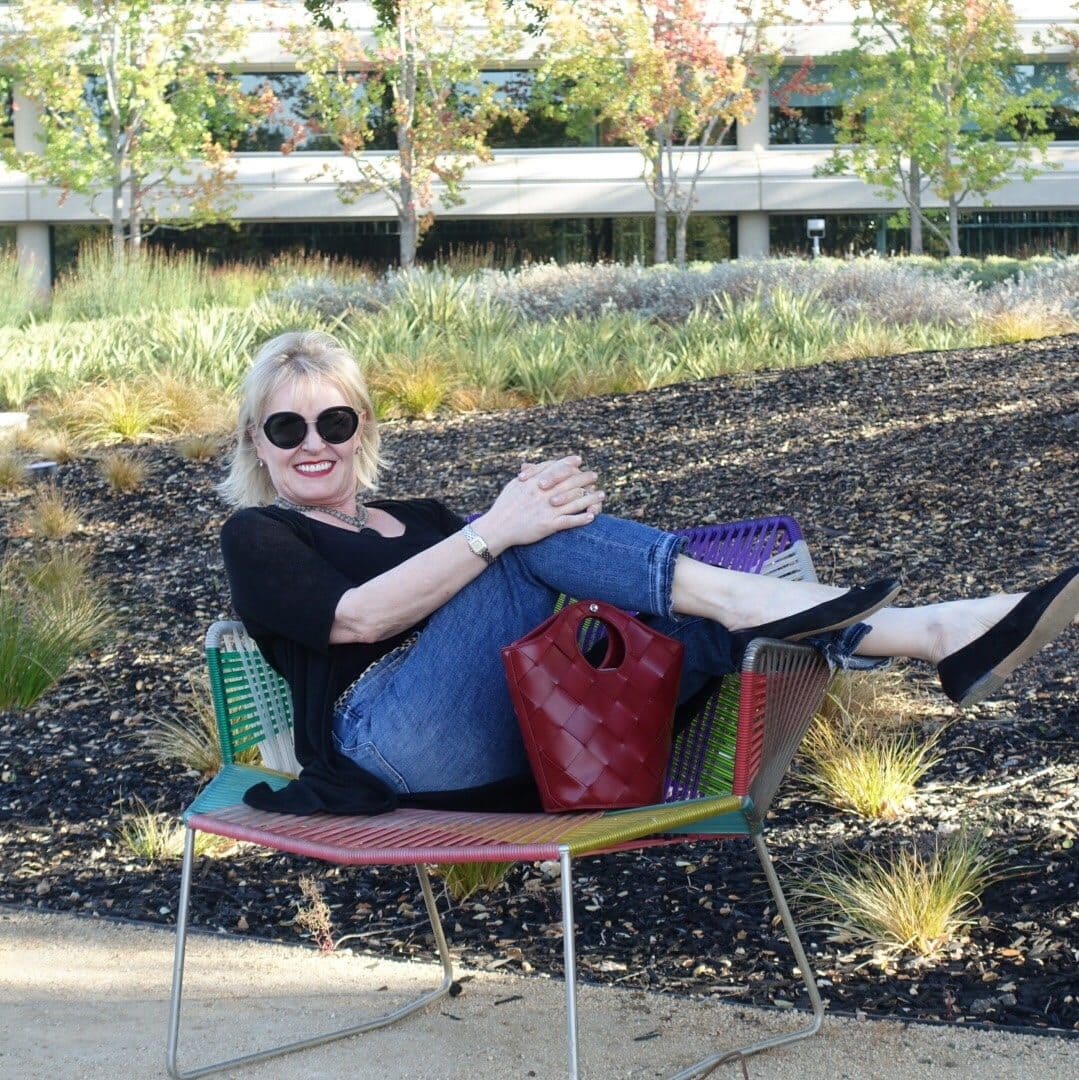 Jennifer Connolly of A Well Styled Life styling the Elizabeth and James Small Woven Market Tote
