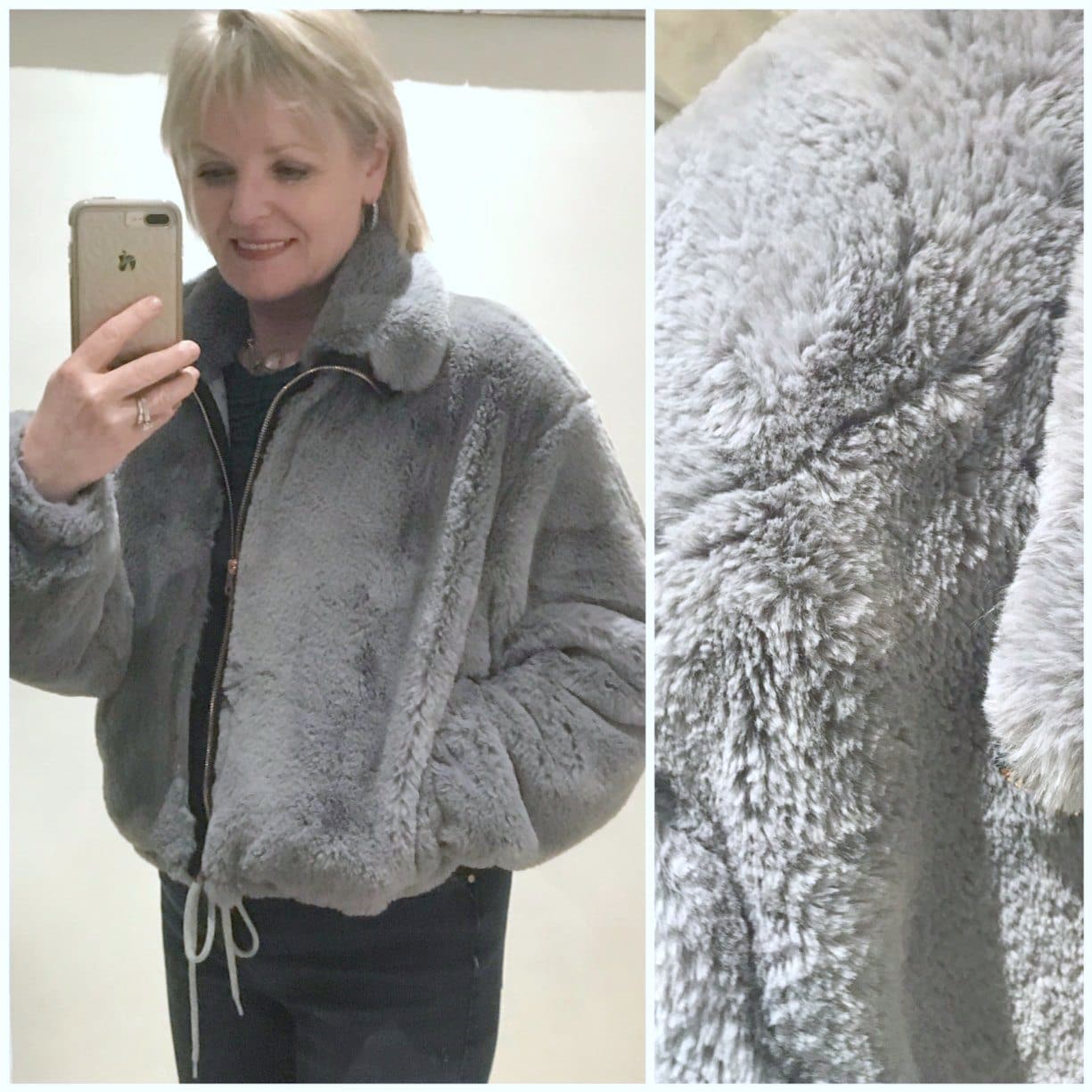 Jennifer Connolly of A Well Styled Life wearing faux fur from Anthropologie