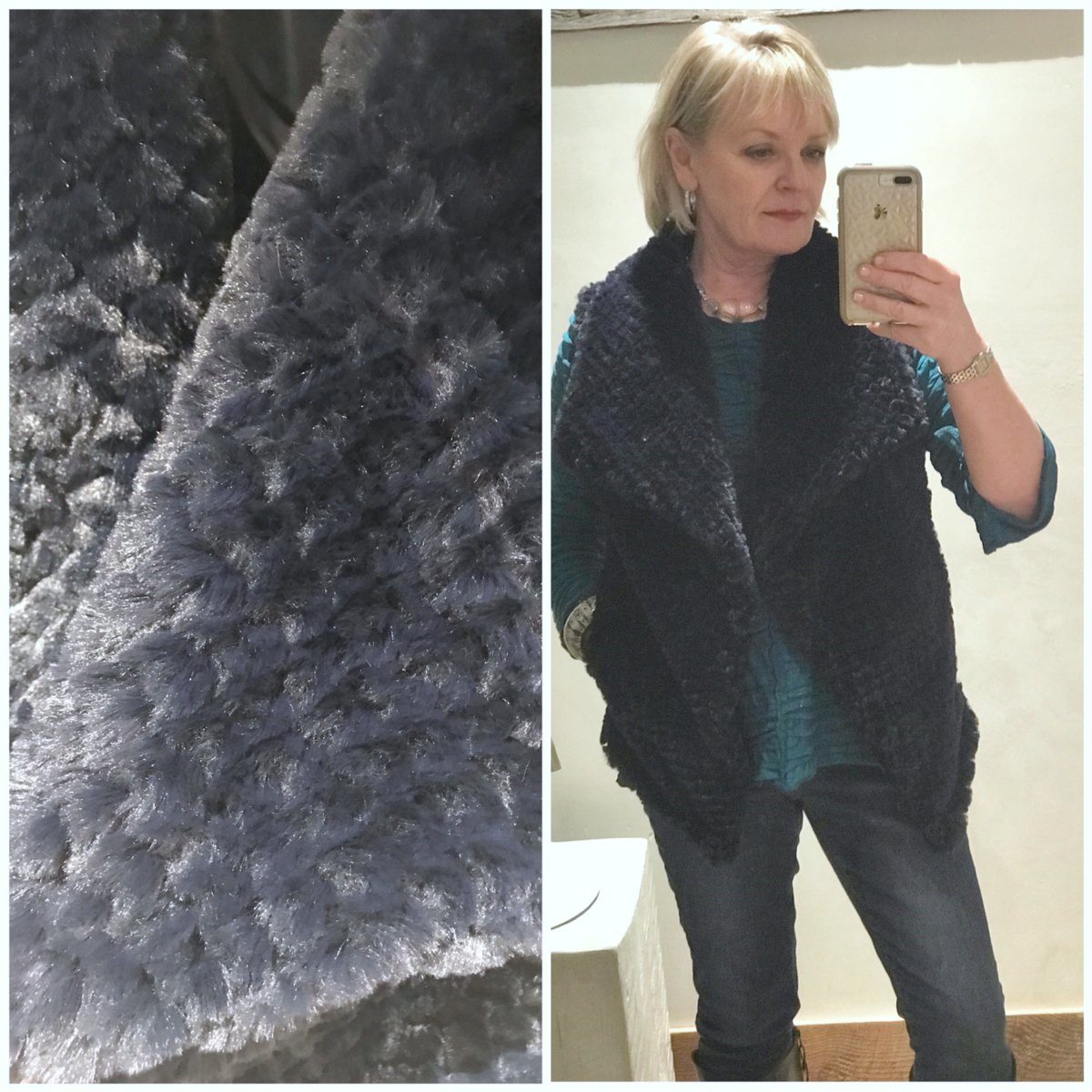 Jennifer Connolly of A Well Styled Life wearing Faur Fir vest from Anthropologie
