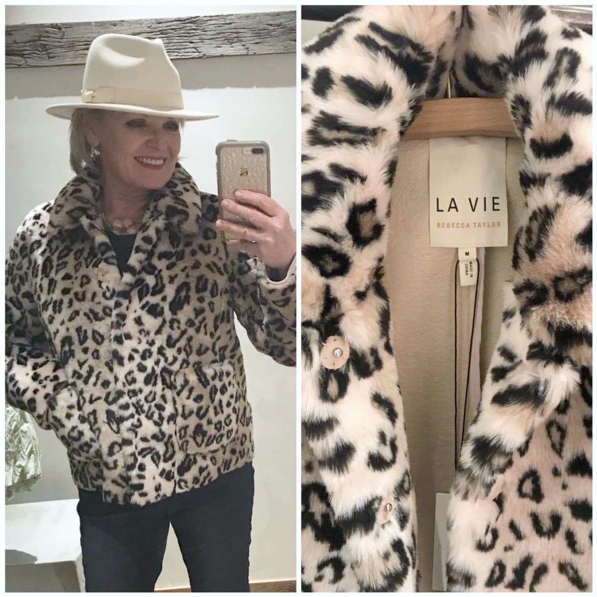 Jennifer Connolly of A Well Styled Life wearing leapard faux fur from Anthropologie