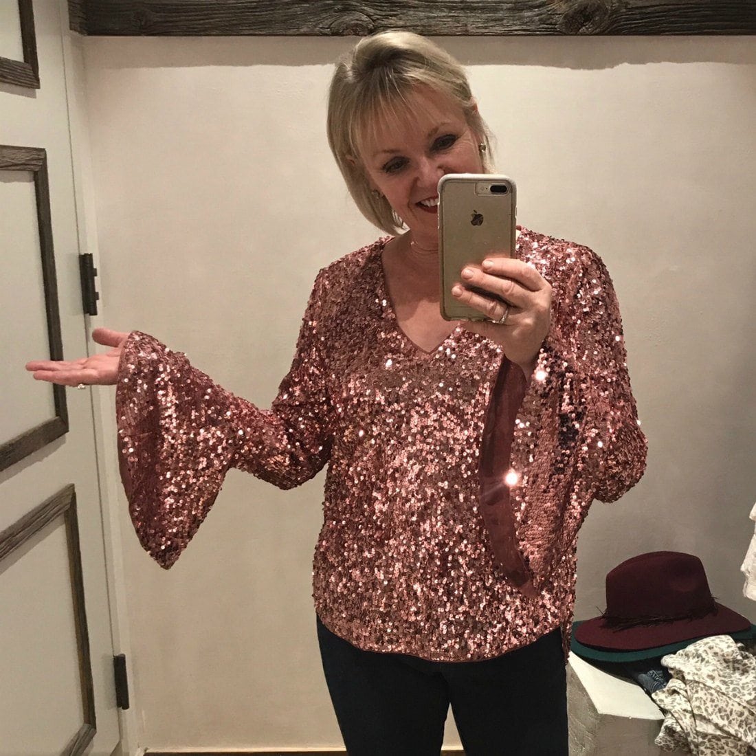 Jennifer Connolly of A Well Styled life wearing sequins from Anthropologie