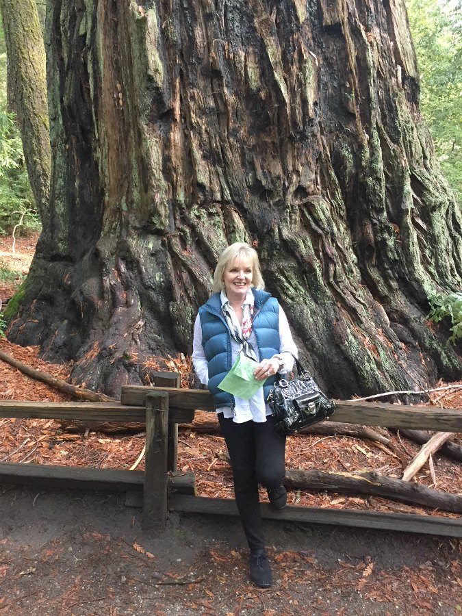Jennifer Connolly of A Well Styled Life wearing Artful Home in Big Basin Redwood State Park