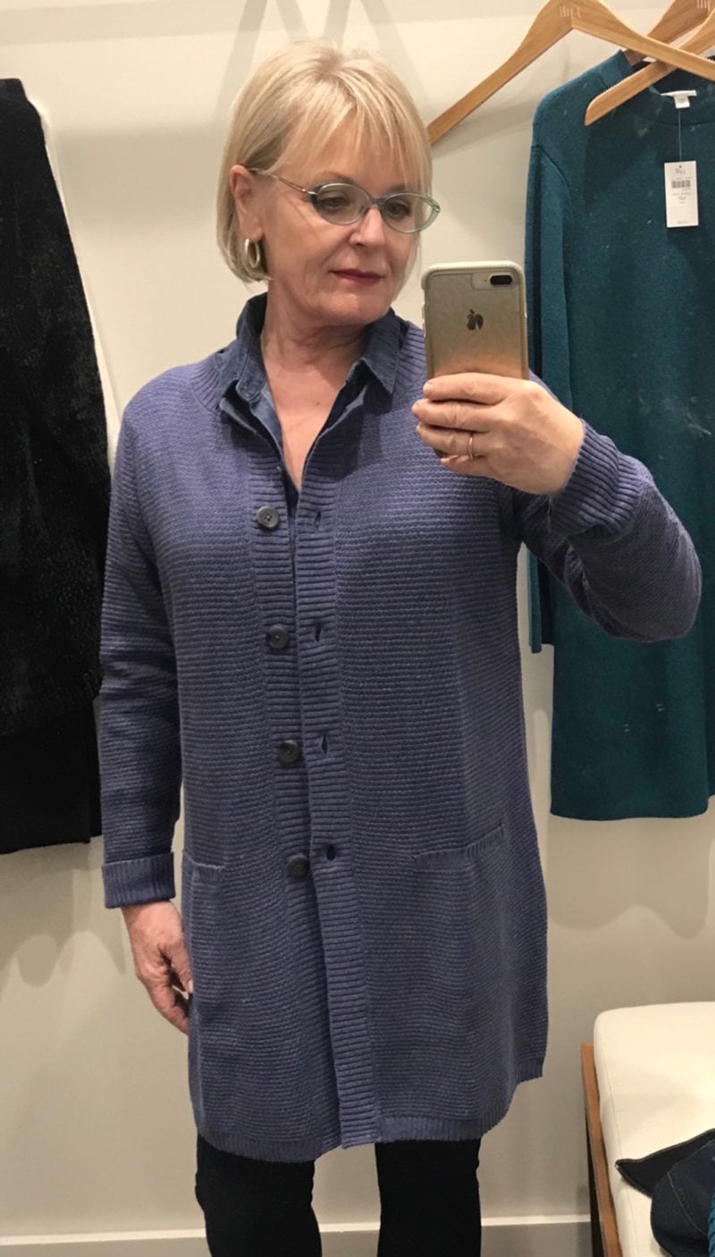Jennifer Connolly of A Well Styled Life wearing J Jill textured cardigan