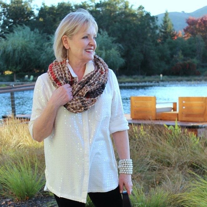 Jennifer Connolly of A Well Styled Life wearing sequins from Anthropologie
