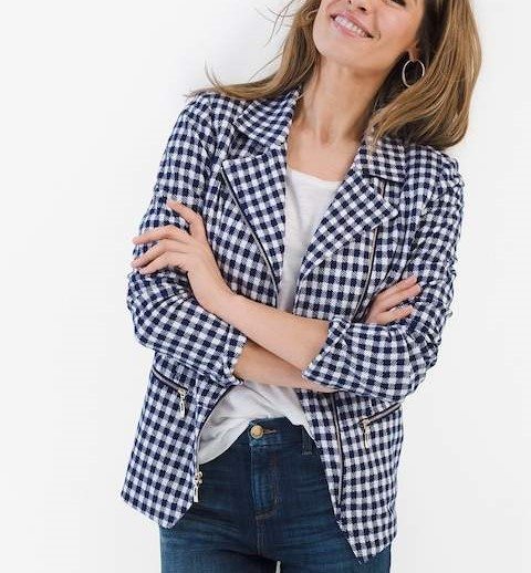 Gingham moto jacket from Chico's on A Well Styled Life