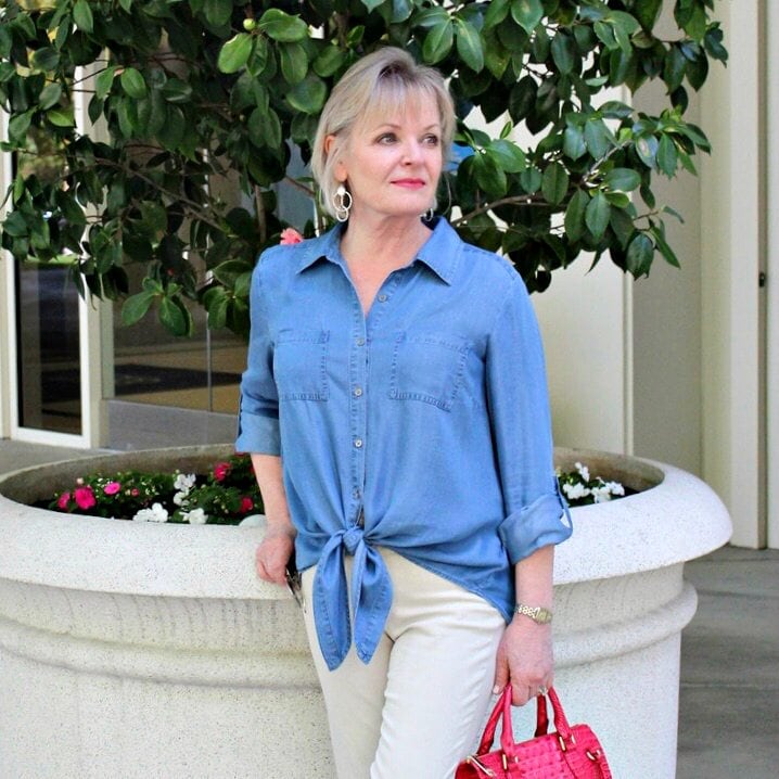 Jennifer Connolly of A Well Styled Life wearing Style and Co shirt form Macy's