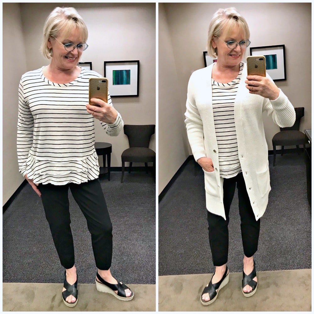 Jennifer Connolly of A Well Styled Life modeling Caslon sweaters from Nordstrom