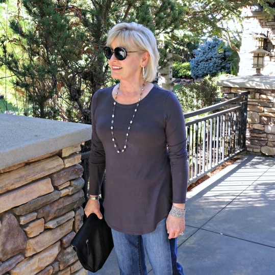 Jennifer Connolly wearing upgraded basic tee from Fig & lily