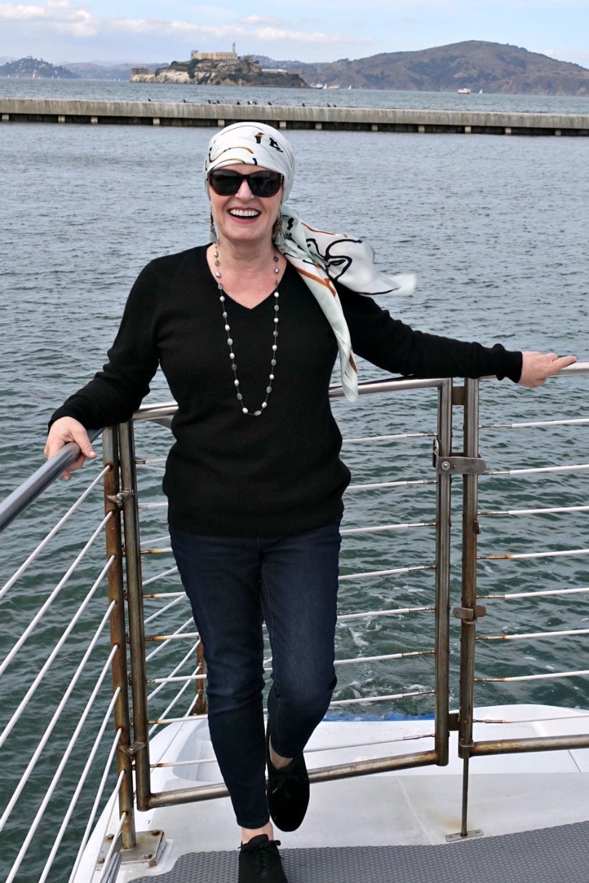 Jennifer Connolly of A Well Styled Life wearing Gladys Perint Palmer scarf from Talbots