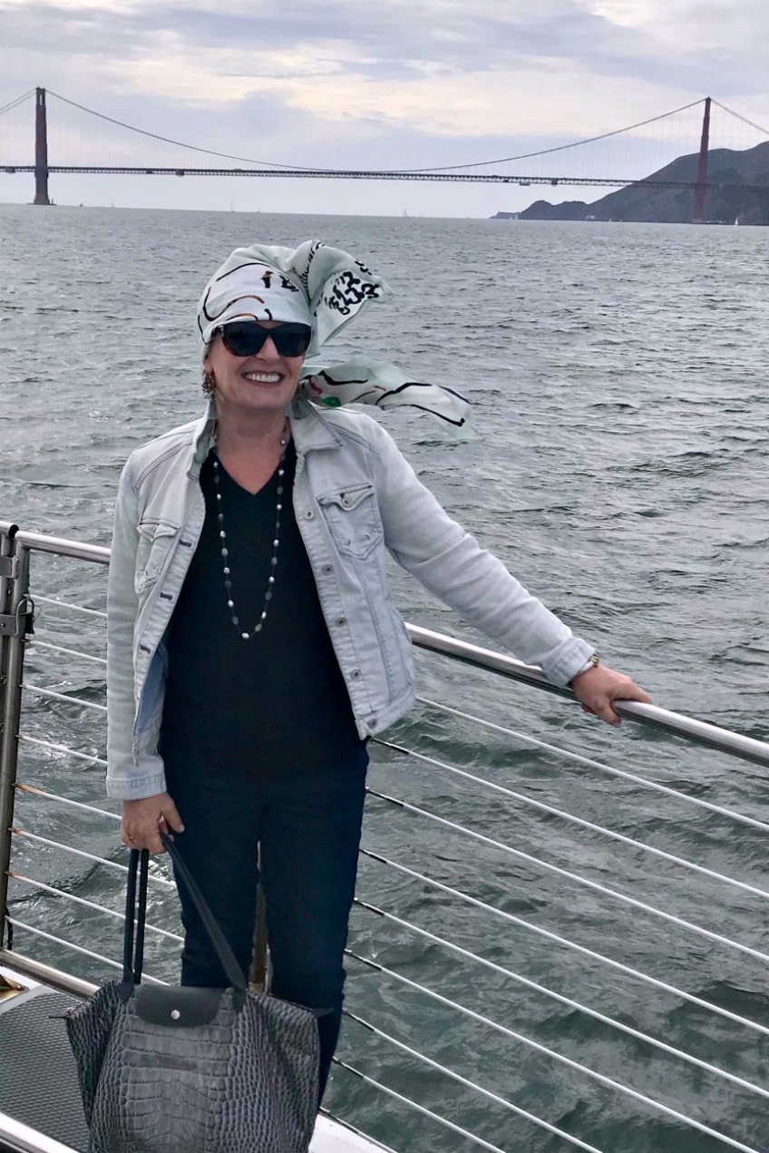 Jennifer Connolly of A Well Styled Life wearing silk scarf from Talbots