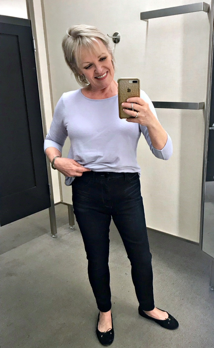 Jennifer Connolly of A Well Styled Life modeling Sam Edelman Stiletto High Rise Jeans