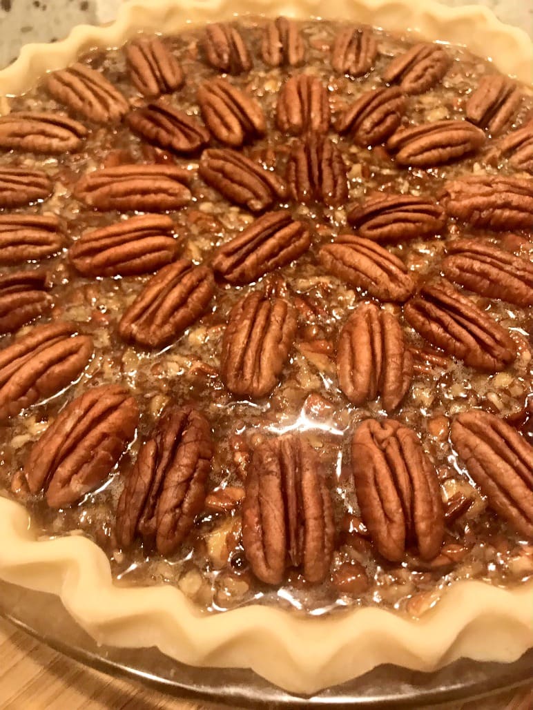 pecan pie ready to go into the oven on A Well Styled Life