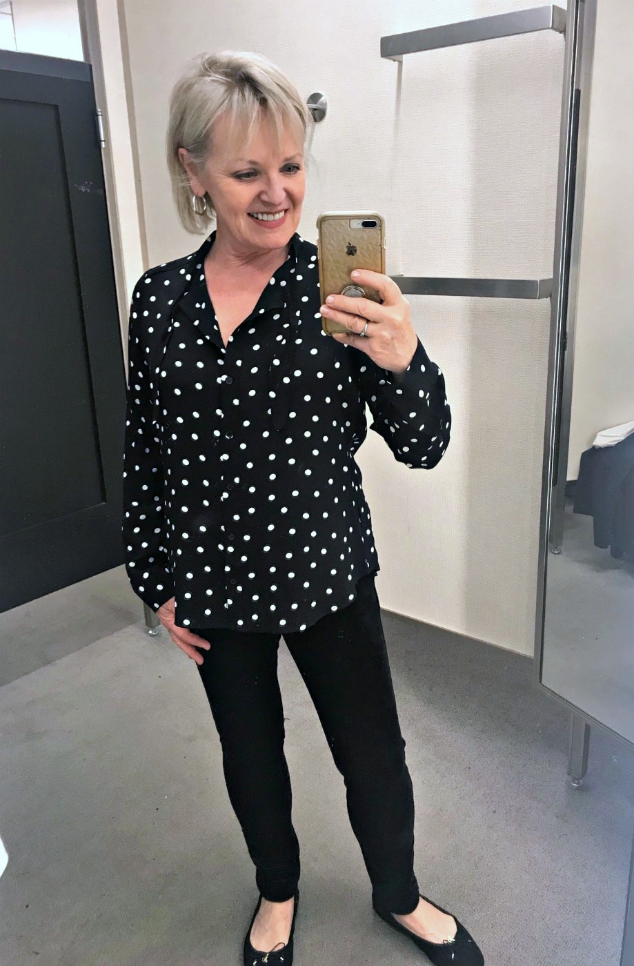 Jennifer Connolly of A Well Styled Life wearing Santuary neck tie blouse from Nordstrom