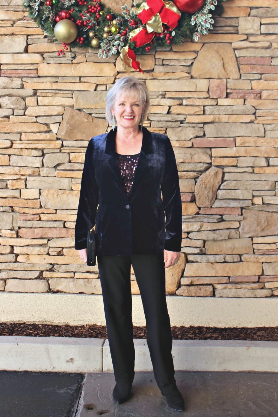 EILEEN FISHER velvet jacket on A Well Styled Life