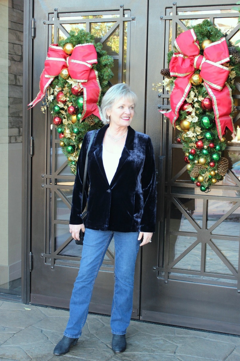 Jennifer Connolly wearing EILEEN FISHER velvet blazer