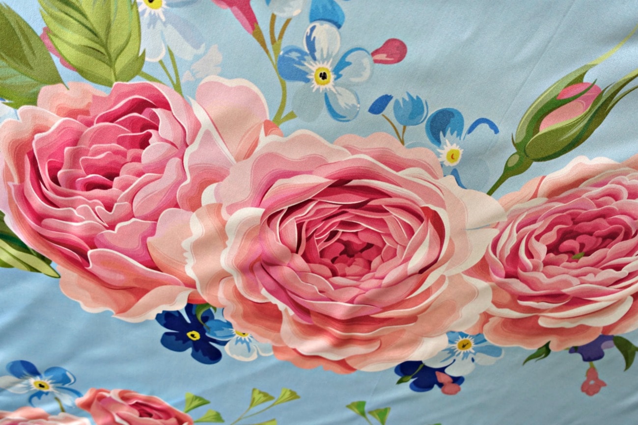 close-up of peony silk scarf from LilySilk