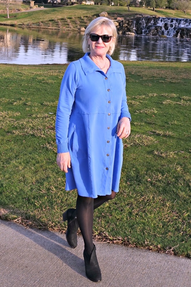 Jennifer Connolly or A Well Styled Life wearing Bee Jacket from Artful Home as a dress