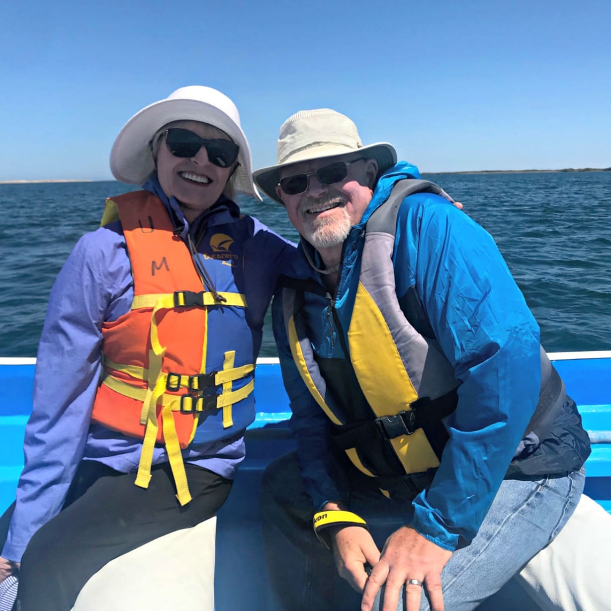 Jennifer of A Well Styled life and her brother whale watching in Baja Mexico