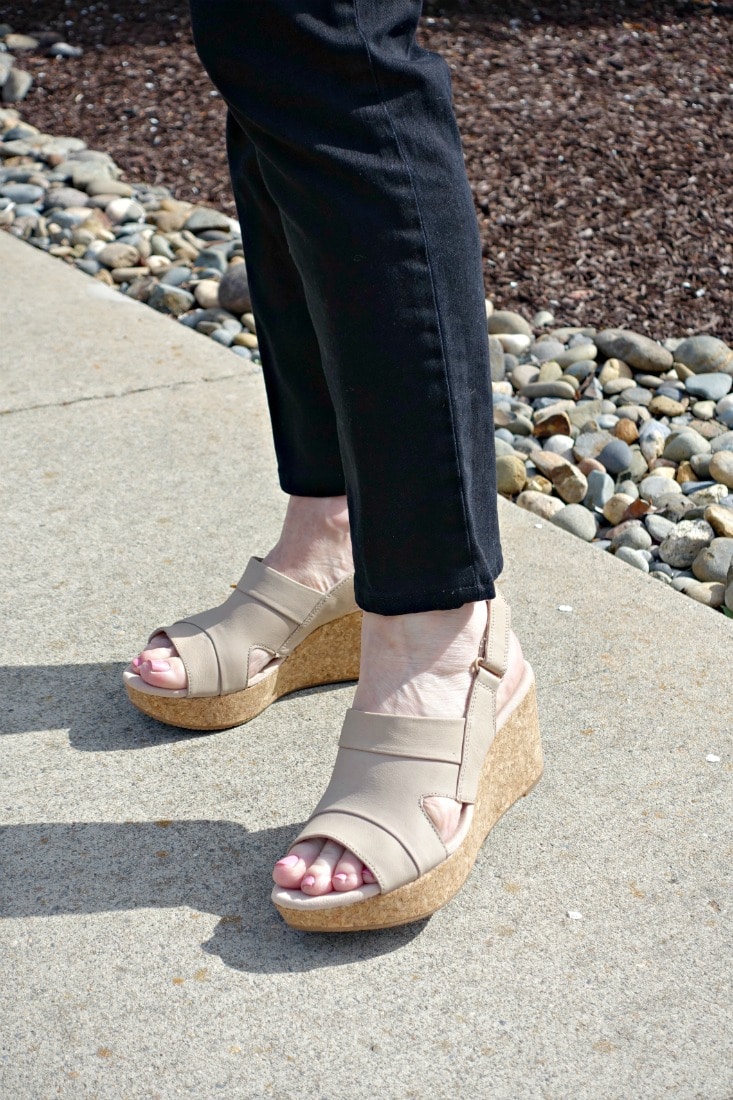 Clarks wedge sandal in sand color
