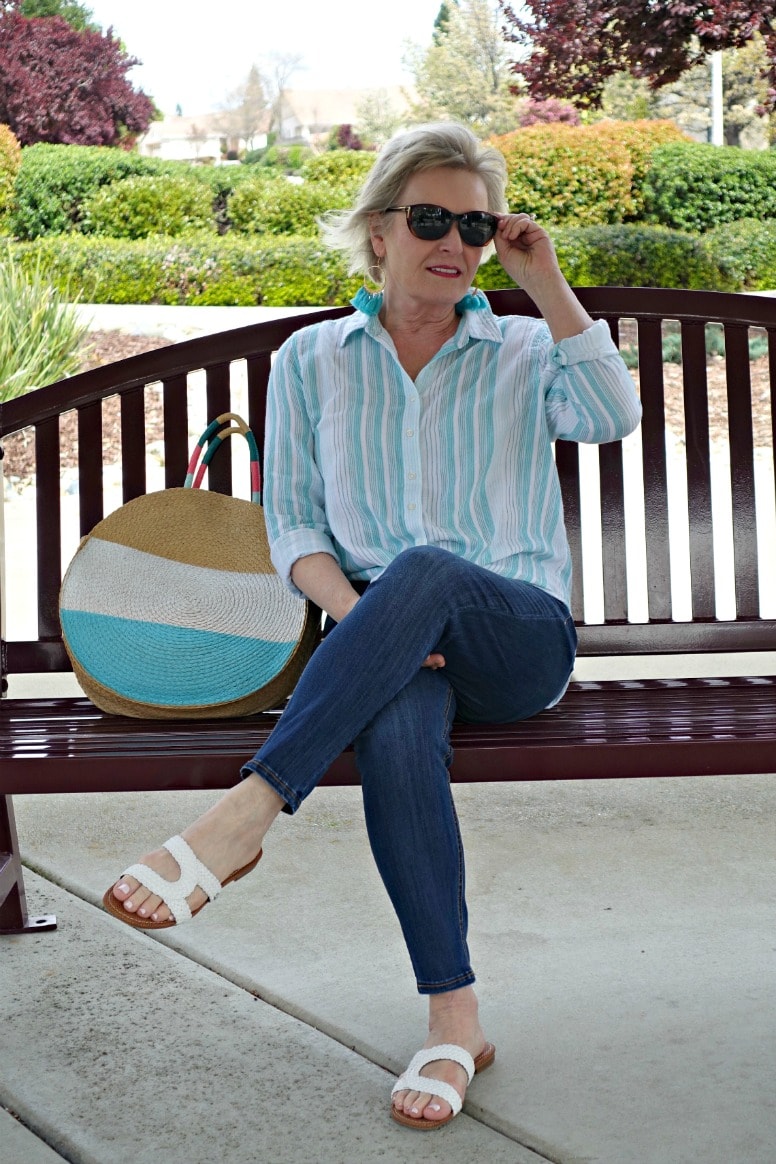 over 50 style blogger wearing casual spring look from Walmart
