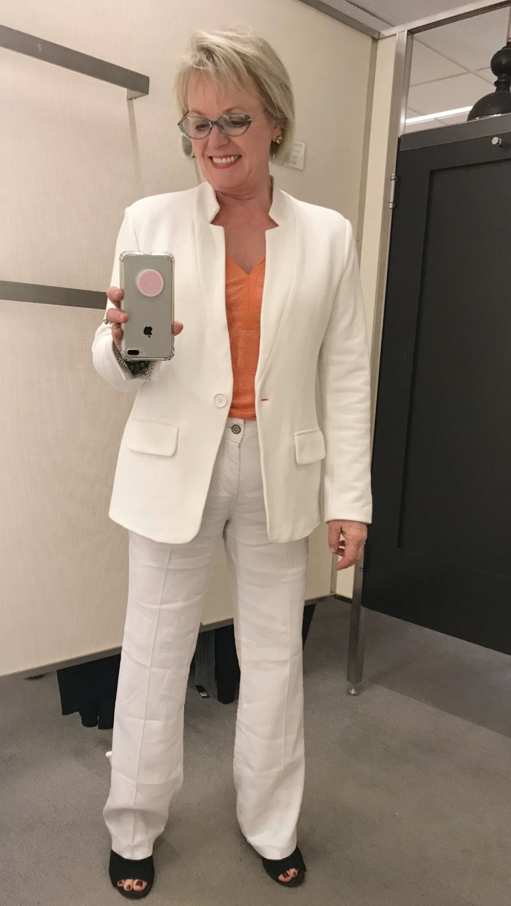 NYDJ linen pants and Gibsons white jacket from Nordstrom on A Well Styled Life