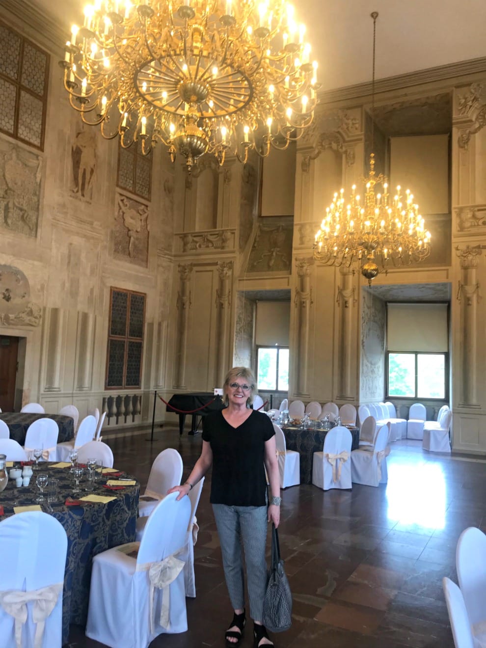 Jennifer Connolly of A Well Styled Life in private diining room at Lobkowizs castle