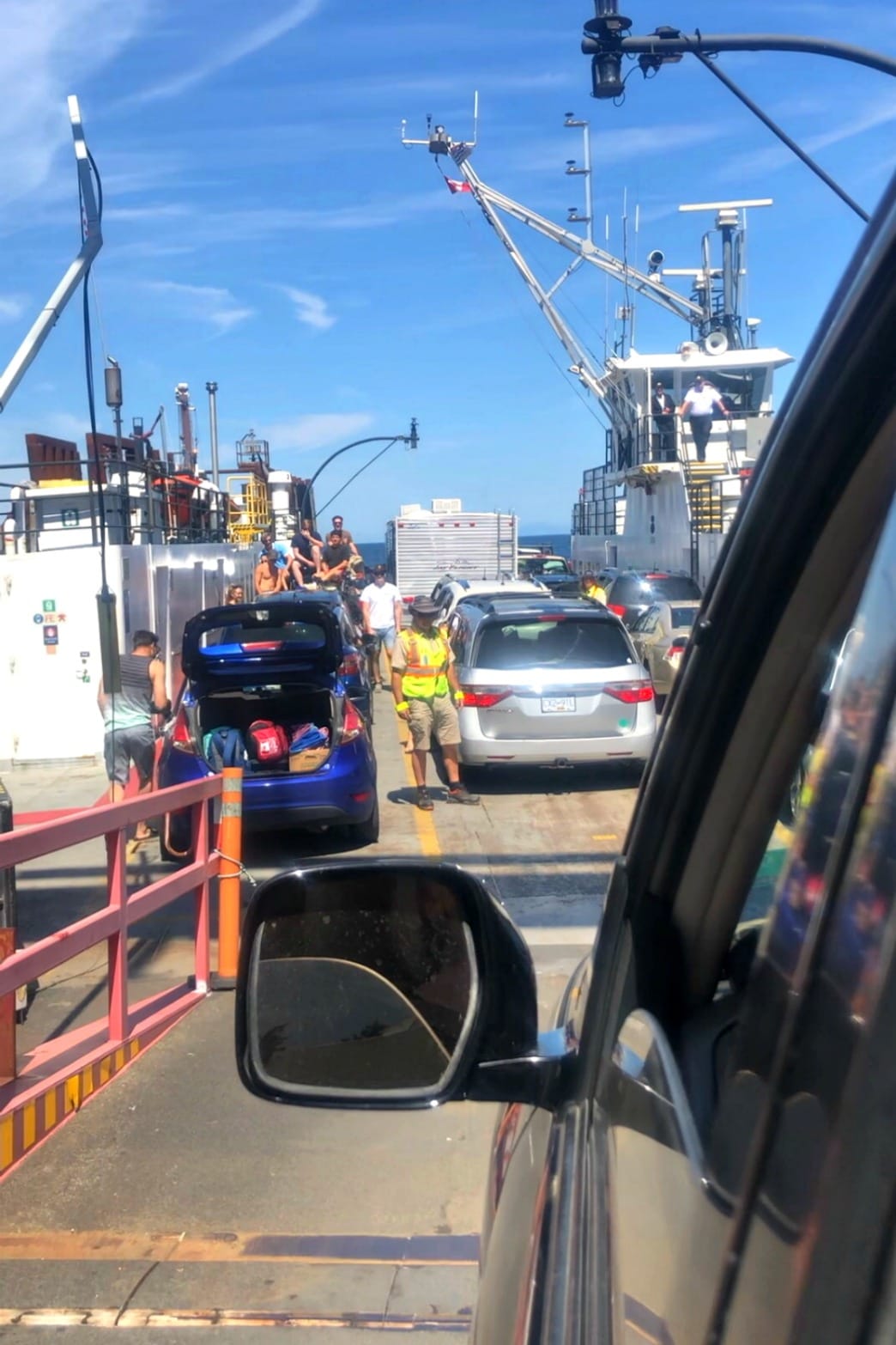 driving onto Hornby Ferry