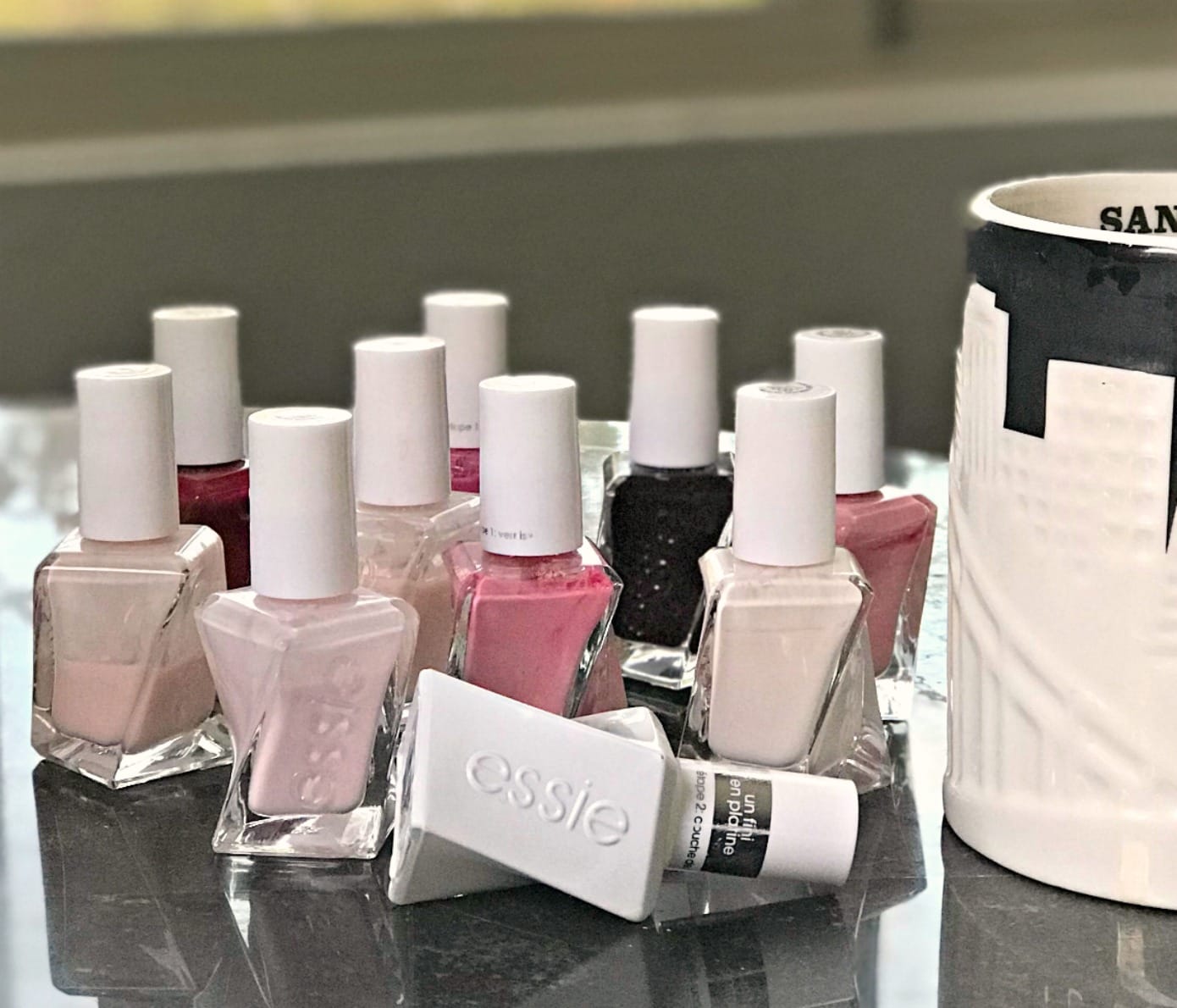 Essie Gel Couture polish collection on table